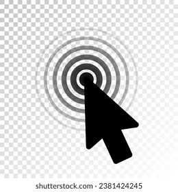 Mouse arrow click. Computer mouse pointer icon. Black cursor isolated on white background. Click here. Link web. Internet connection button. Website symbol. Pictogram design. Vector illustration