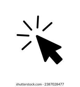 Mouse arrow click. Computer mouse pointer icon. Black cursor isolated on white background. Click here. Link web. Internet connection button. Website symbol. Pictogram design. Vector illustration