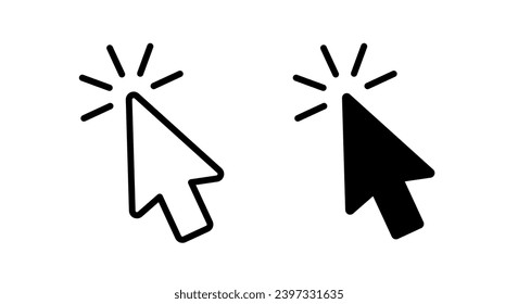 Mouse arrow click. Computer mouse pointer icon. Black cursor isolated on white background. Click here. Link web. Internet connection button. Website symbol. Pictogram design. Vector illustration