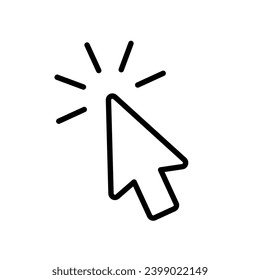 Mouse arrow click. Computer mouse pointer icon. Black cursor isolated on white background. Click here. Link web. Internet connection button. Website symbol. Pictogram design. Vector illustration
