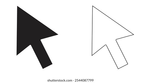 Mouse arrow click. Computer mouse pointer icon. Black and white cursor isolated on white background. Click here. Link web. Internet connection button. Pictogram design. Vector illustration.