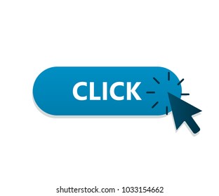 Mouse arrow clicking on button. Vector illustration