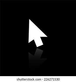 mouse arrow cursor icon - vector illustration with reflection isolated on black