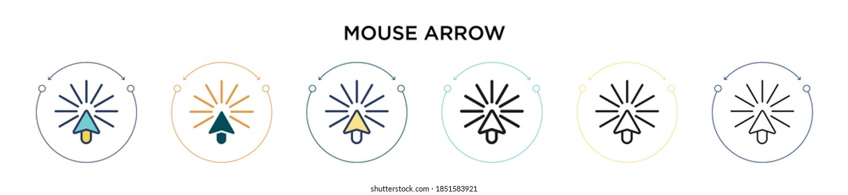 Mouse arrow icon in filled, thin line, outline and stroke style. Vector illustration of two colored and black mouse arrow vector icons designs can be used for mobile, ui, web
