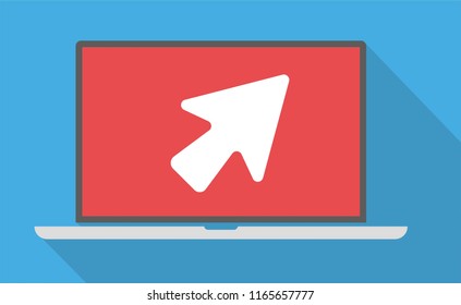 Mouse arrow on a laptop in a flat style