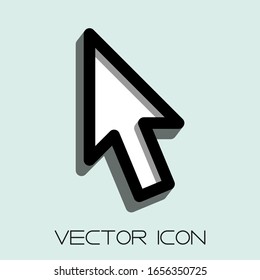 Mouse arrow outline icon with shadow. Vector illustration.
