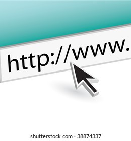 A mouse arrow pointing the the URL in the web browser address bar.