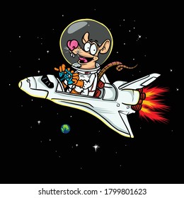 mouse astronaut roket galaxy illustration perfect for tshirt