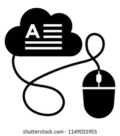 
Mouse attached to a cloud having alphabet on it, notion for cloud education 
