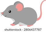 mouse, baby mouse, cute mouse, cartoon, walking, mouse vector, illustration, cute animal, rodent, vector illustration