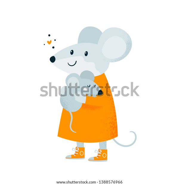 Mouse Baby Mother Cute Happy Lovely Stock Vector Royalty Free