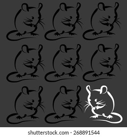 mouse. background. vector mouse. black and white mouse. nine mouses 