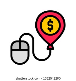 Mouse with balloon vector, Digital marketing filled style icon editable stroke