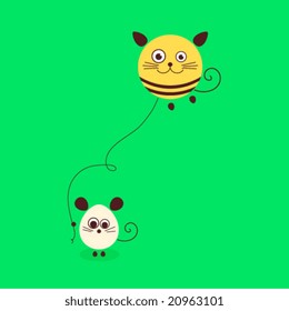 Mouse with balloon-cat.