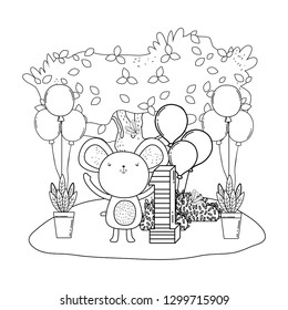 mouse with balloons helium in the field