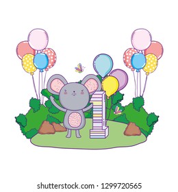 mouse with balloons helium in the field