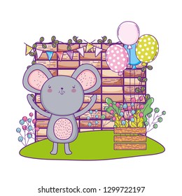 mouse with balloons helium in the field