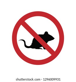 Mouse ban mark on a white background.