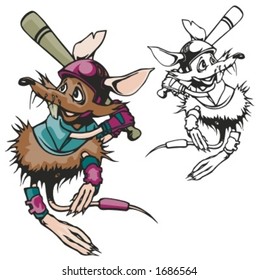 Mouse Baseball Mascot. Great for t-shirt designs, school mascot logo and any other design work. Ready for vinyl cutting.