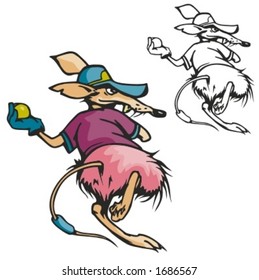 Mouse Baseball Mascot. Great for t-shirt designs, school mascot logo and any other design work. Ready for vinyl cutting.