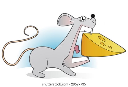 Mouse with big piece of cheese