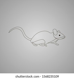 Mouse black contoure vector with gray gradient