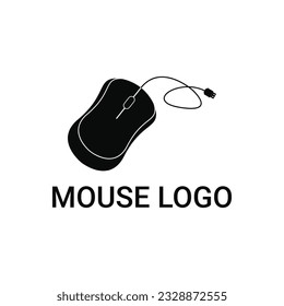 Mouse black silhouette logo template design for technology business