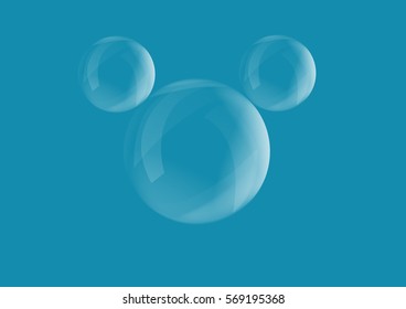 Mouse blue bubble on light green background.
