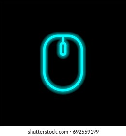 Mouse blue glowing neon ui ux icon. Glowing sign logo vector