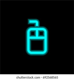 Mouse blue glowing neon ui ux icon. Glowing sign logo vector