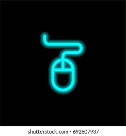 Mouse blue glowing neon ui ux icon. Glowing sign logo vector