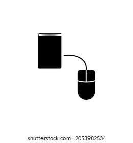 Mouse, book icon in Online education set