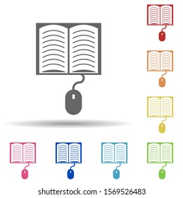 Mouse, book tutorial, e-book in multi color style icon. Simple glyph, flat vector of business icons for ui and ux, website or mobile application