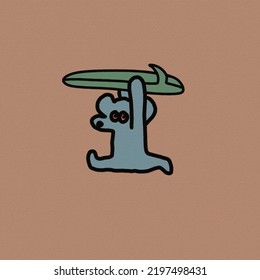 a mouse bring surfboard on the top