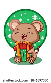 The mouse brought a Christmas present