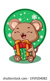 The mouse brought a Christmas present