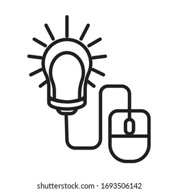 mouse with bulb education online line style vector illustration design