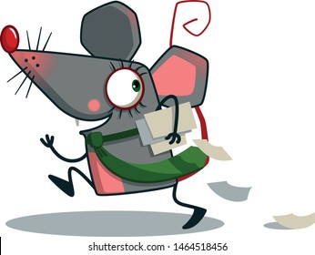 Mouse businessman running / vector