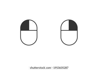 Mouse Buttons Click Icons. Left And Right Click, Isolated Vector