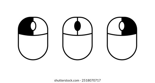 Mouse buttons set icons. Linear and silhouette style. Vector icons.