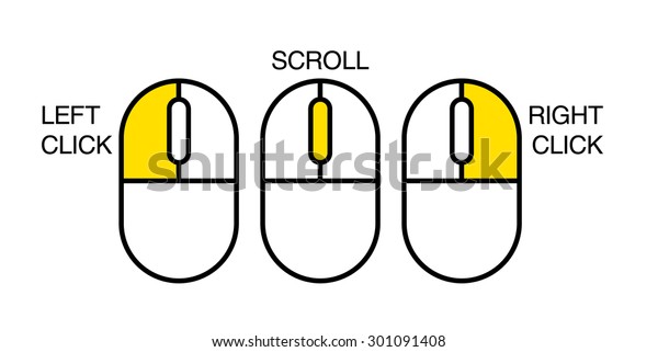 マウスボタンのベクターイラスト 左クリック スクロール 右クリックのデモ のベクター画像素材 ロイヤリティフリー