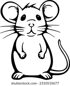 Mouse cartoon black outlines vector illustration