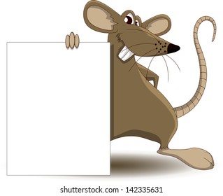 mouse cartoon with blank sign