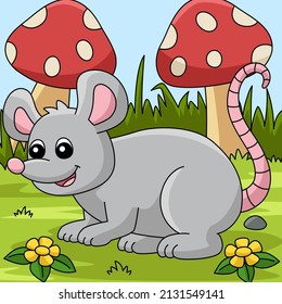 Mouse Cartoon Colored Animal Illustration