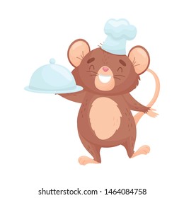 Mouse cartoon cook. Vector illustration on white background.