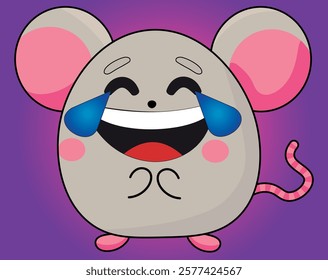 mouse, cartoon hamster, expressions, emotions, cute, emoticon, collection, with drop on forehead, crying with laughter, laughing a lot