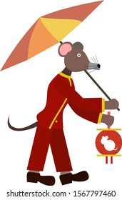 mouse cartoon mascot. Chinese New Year 2020