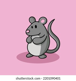 Mouse Cartoon Mascot Funny Vector Smile Happiness Fun Cute Illustration Cute