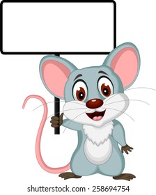  mouse cartoon posing with blank sign