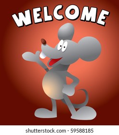 mouse cartoon showing welcome